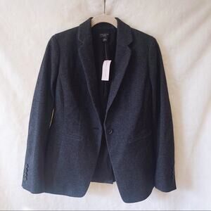 Ann Taylor Gray Petite One-Button Tailored Blazer